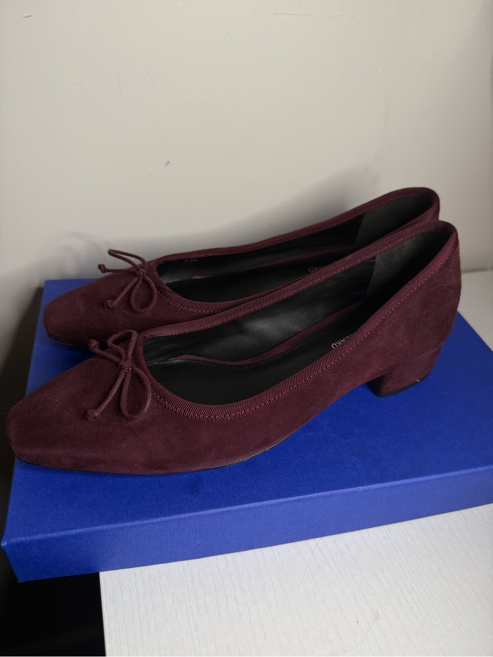 Veronica Beard Burgundy Suede Bow Ballet Flats